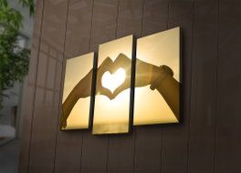 Wallity Set de 3 Cuadros Decorativos Iluminados con LED en Lienzo de Ante